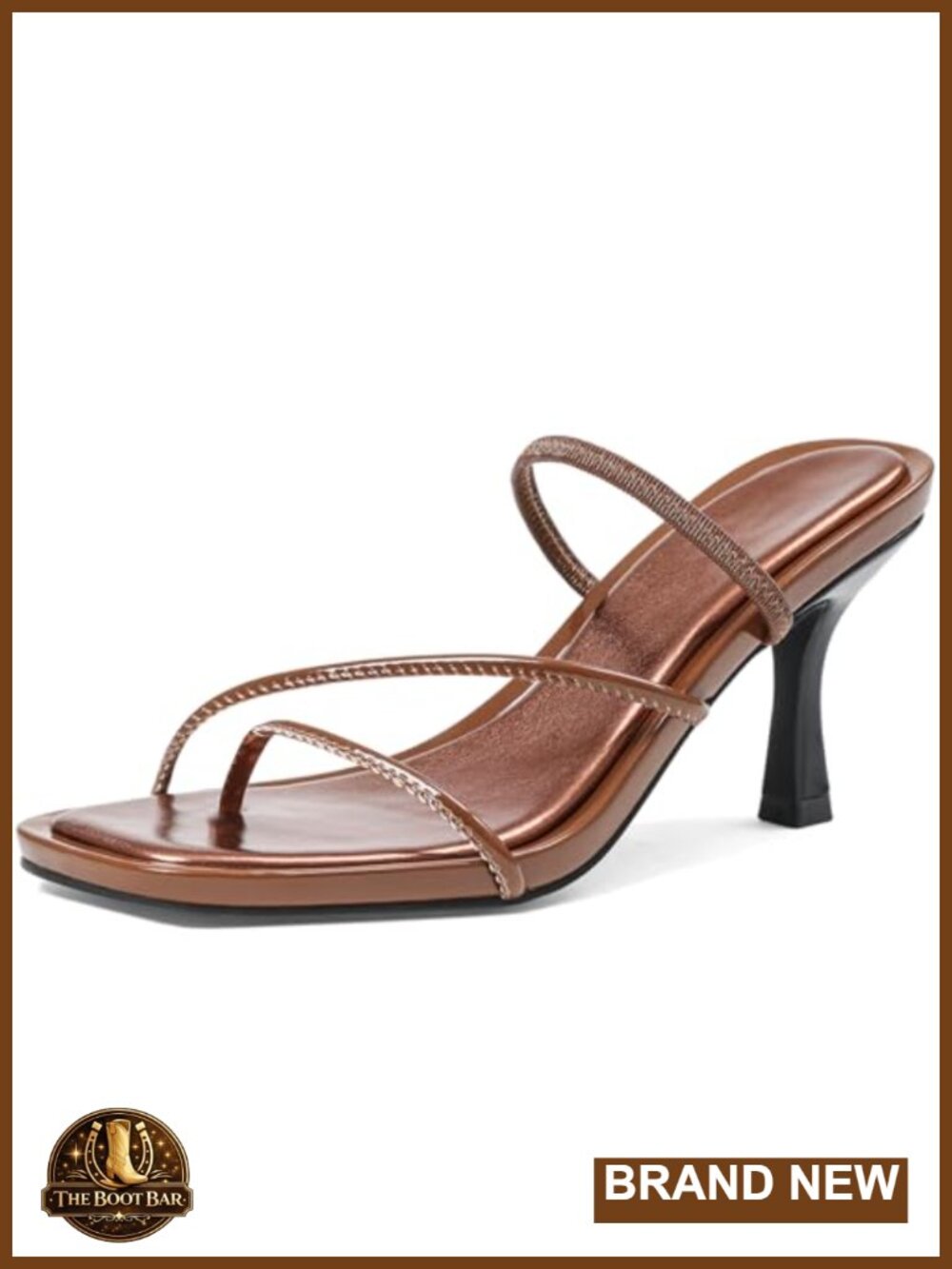 Strappy Kitten Heel Sandals Square Toe Flip Flop Heels 3 Inch Thong Heel Summer